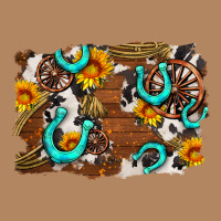 Western Cowhide Horseshoe Sunflower Background Long Sleeve Tee | Teevron