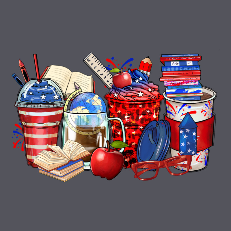 4th Of July Teacher Coffee Cups Vintage Hoodie by Zillion Design Studio | Teevron