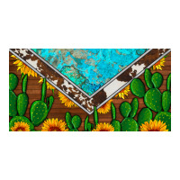 cactus sunflower cowhide and turquoise license plate | Teevron