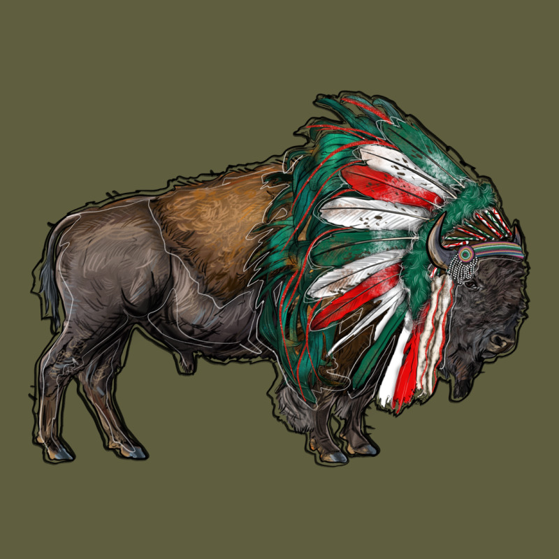 Mexican Bison With Indian Headdress Vintage Tee by RanaPortraitStore | Teevron