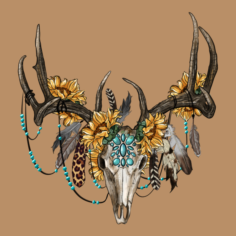 Boho Deer Skull Sunflowers And Gemstone Vintage Hoodie by RanaPortraitStore | Teevron