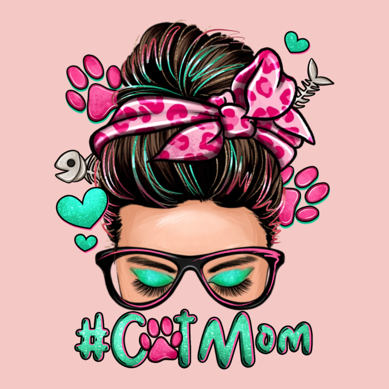 Cat Mom Messy Bun Urban Heavy Tee by Zillion Design Studio | Teevron