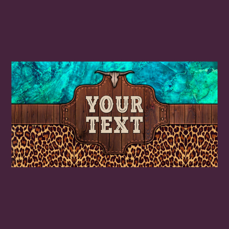 Preview Custom Name Turquoise Stone Leopard Bull Skull License Plate Premium Tee by Artiststas | Teevron