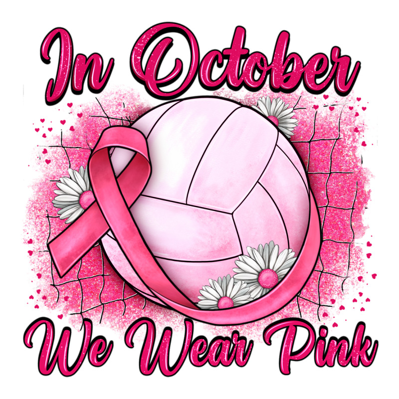 In October We Wear Pink Breast Cancer Valleybal Long Sleeve Tee by JahusDesignShop | Teevron