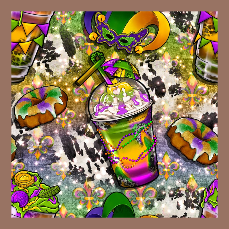 Mardi Gras Coffee Cups And Donut With Cowhide Premium Hoodie by BundleAndBundleShop | Teevron