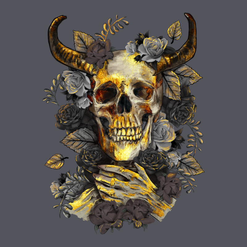 Bull Human Skull With Gold Roses Vintage Hoodie by RanaPortraitStore | Teevron