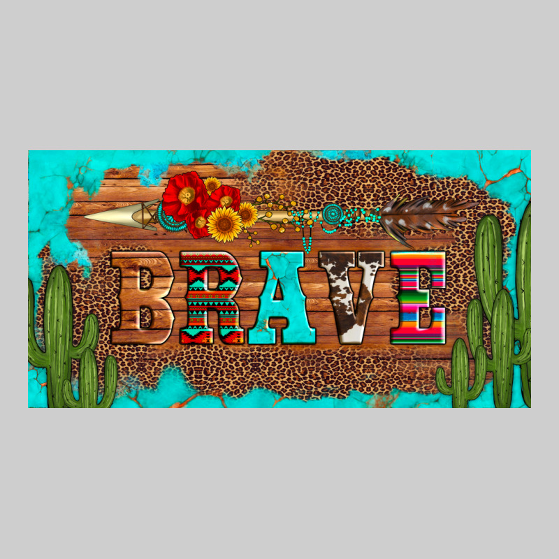 Brave Turquoise Leopard Cactus And Floral Arrow Licanse Plate Premium Tee by Artiststas | Teevron