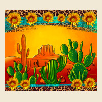 Desert Sunset With Cactus Sunflowers And Leopard Premium Tee | Teevron