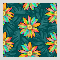 Colorful Tropical Flowers Seamless Pattern Zipper Hoodie | Teevron
