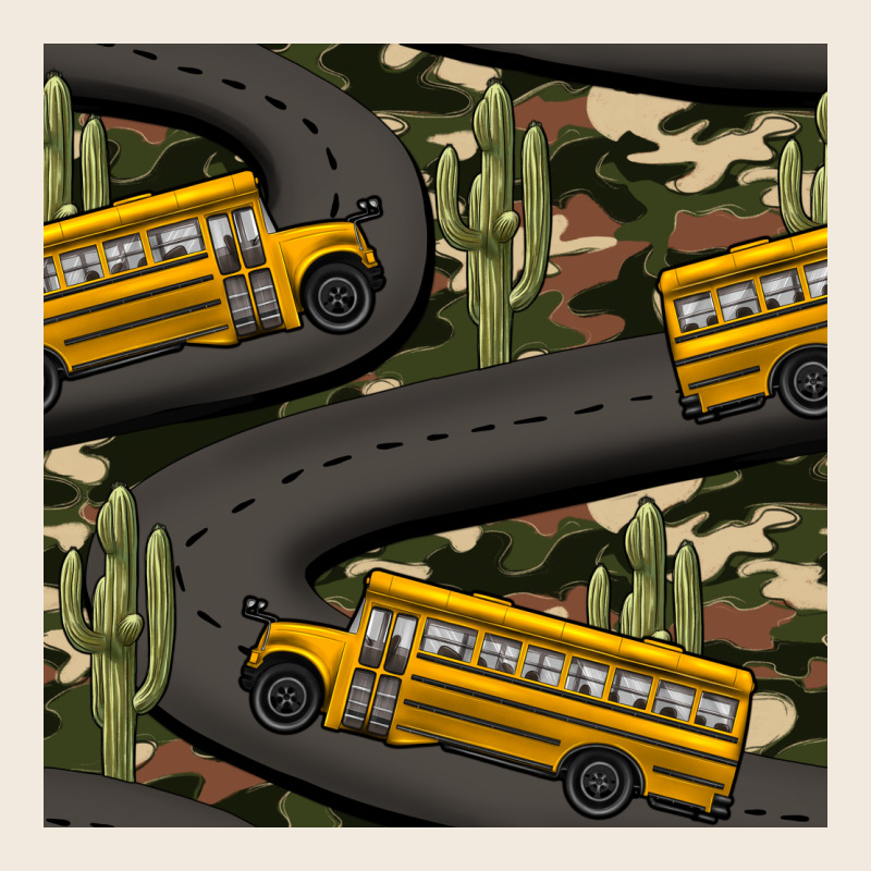Cactus Camouflage School Bus Seamless Pattern Zipper Hoodie by BundleAndBundleShop | Teevron