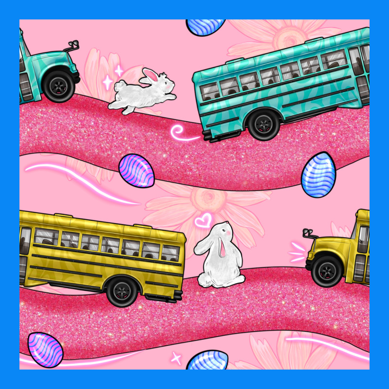 Easter School Bus Seamless Pattern Zipper Hoodie by BundleAndBundleShop | Teevron