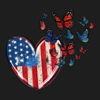 4th Of July American Flag Heart Butterfly Heavyweight Hoodie | Teevron