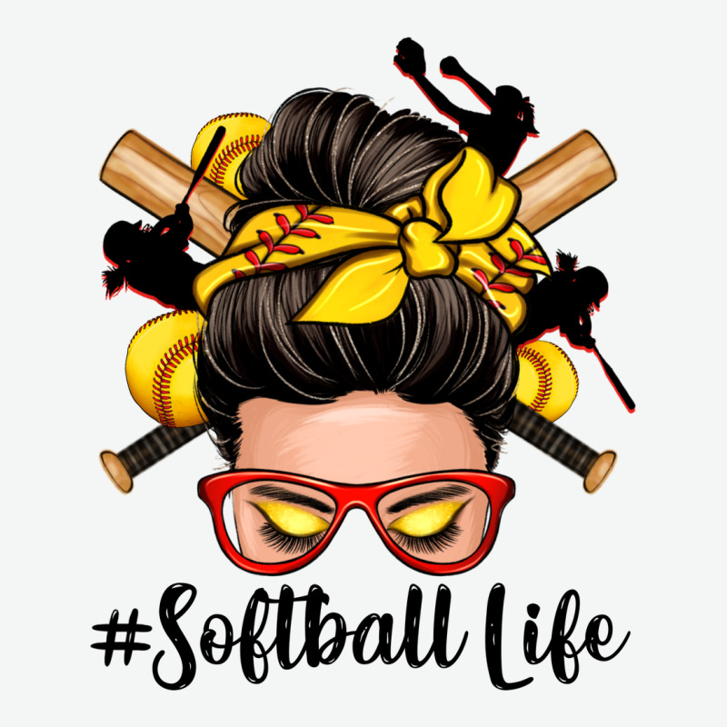 Softball Life Messy Bun Urban Heavy Tee by Zillion Design Studio | Teevron