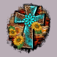 Western Turquoise's Leopard Cross  Wooden Aztek Sunflowers Background Vintage Tee | Teevron