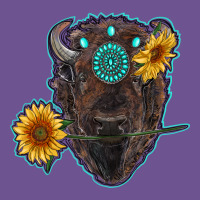 Bison Head With Sunflowers And Gemstone Vintage Tee | Teevron