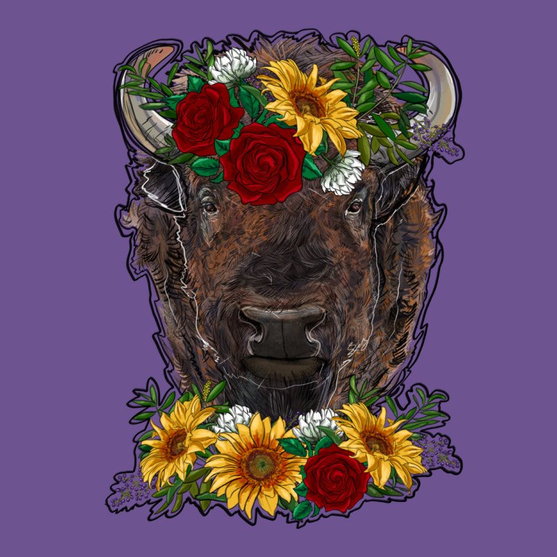 Bison Face With Flowers Vintage Tee by RanaPortraitStore | Teevron