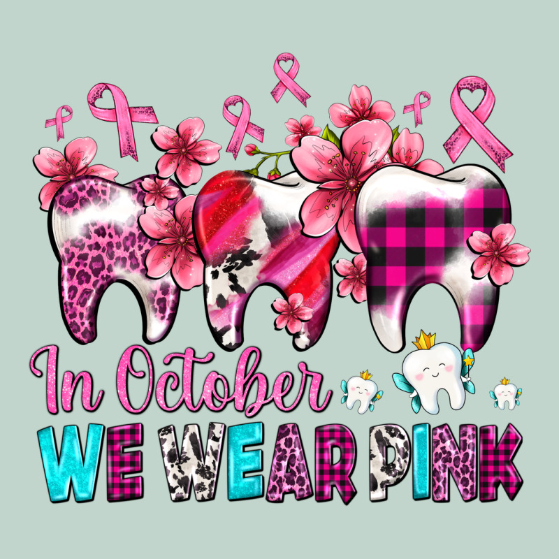 In October We Wear Pink Cancer Ribbon With Teeth Zipper Hoodie by AdoDesignShop | Teevron