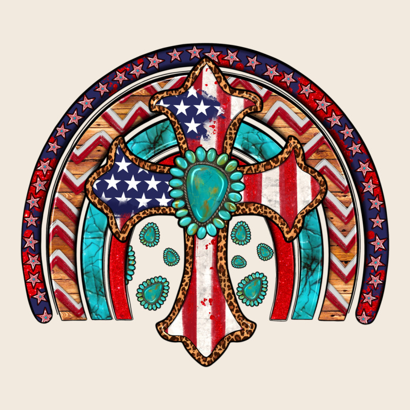 Gemstone Cross American Flag Turquoise Rainbow Zipper Hoodie by Artiststas | Teevron