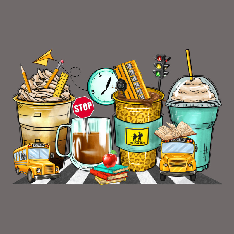 School Bus Coffee Cups Urban Heavy Tee by Zillion Design Studio | Teevron