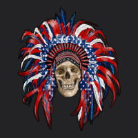 American Flag Indian Headdress With Skull Vintage Tee | Teevron