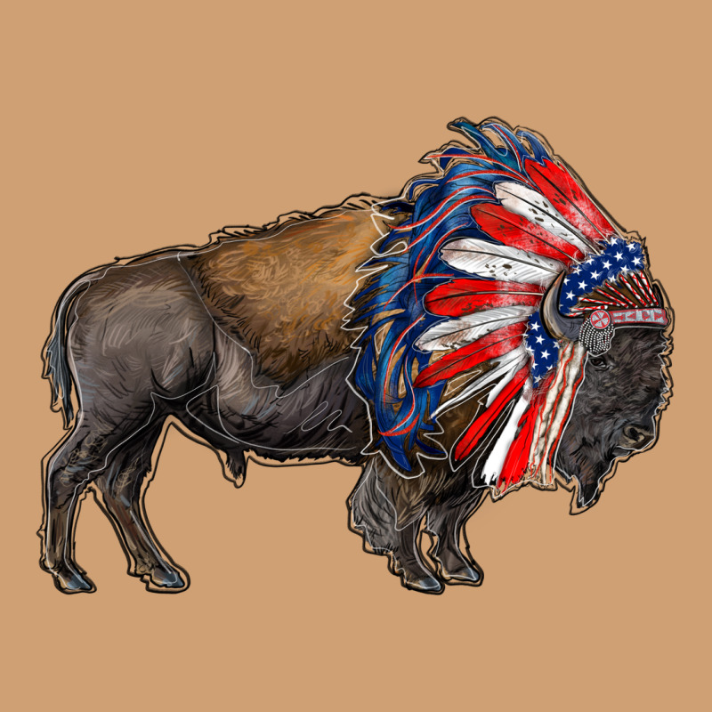 American Bison With Indian Headdress Vintage Tee by RanaPortraitStore | Teevron