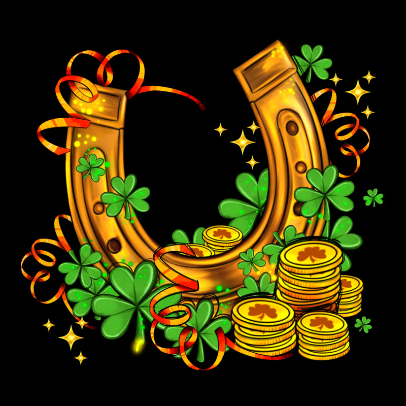 Horseshoe With Shamrocks And Coin Long Sleeve Tee by AdoDesignShop | Teevron