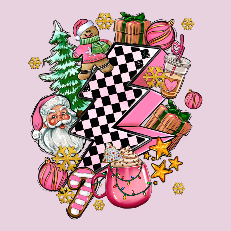 Pink Christmas Lightning Bolt Ladies Tee by AdoDesignShop | Teevron
