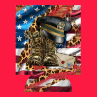 Usa Flag And Leopard With Boots 12 Oz Regular Can Cooler Zipper Hoodie | Teevron