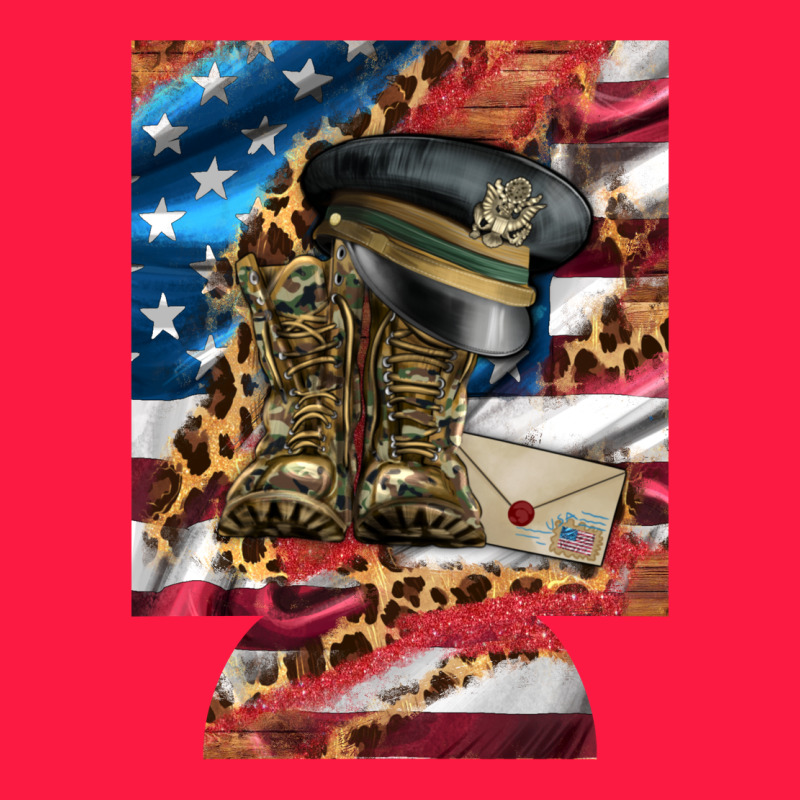 Usa Flag And Leopard With Boots 12 Oz Regular Can Cooler Zipper Hoodie by Artiststas | Teevron