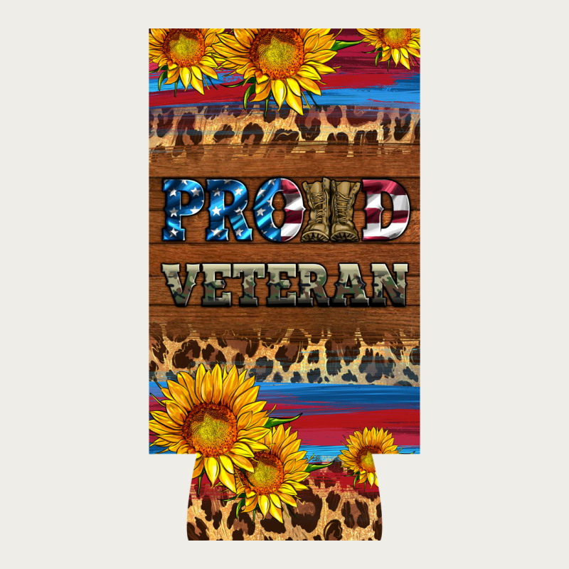 Proud Veteran 12 Oz Slim Can Cooler Zipper Hoodie by Artiststas | Teevron