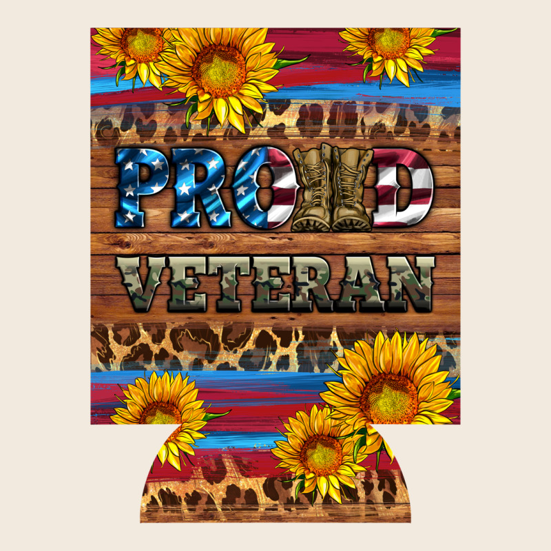Proud Veteran  12 Oz Regular Can Cooler Zipper Hoodie by Artiststas | Teevron