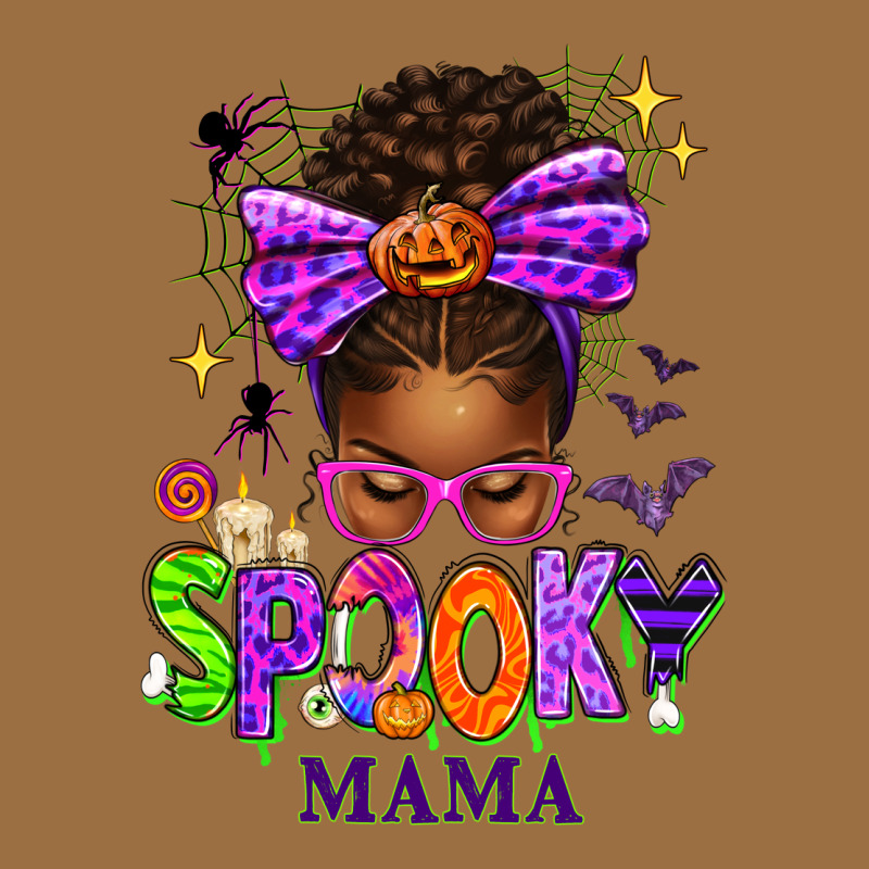 Halloween Afro Messy Bun Spooky Mama Vintage Tee by texasbilliewilder | Teevron