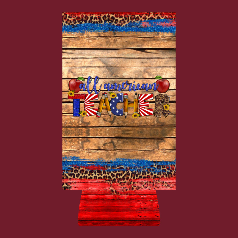 All American Teacher 12 Oz Slim Can Cooler Zipper Hoodie by Artiststas | Teevron