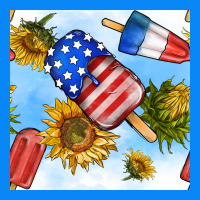 4th Of July Sunflowers Ice Cream Seamless Pattern Zipper Hoodie | Teevron