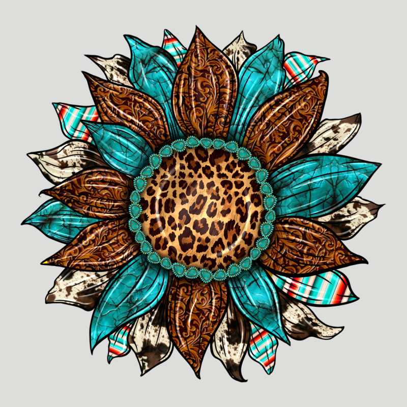 Gemstone Cowhide Leopard Turquoise Sunflower Zipper Hoodie by Artiststas | Teevron