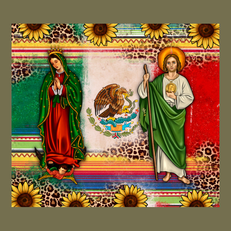 Mexico Flag Our Lady Of Guadalupe San Judas Sunflower Vintage Hoodie by JahusDesignShop | Teevron
