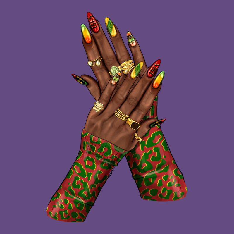 Juneteenth Nail Art With Afro Hand Vintage Hoodie by texasbilliewilder | Teevron