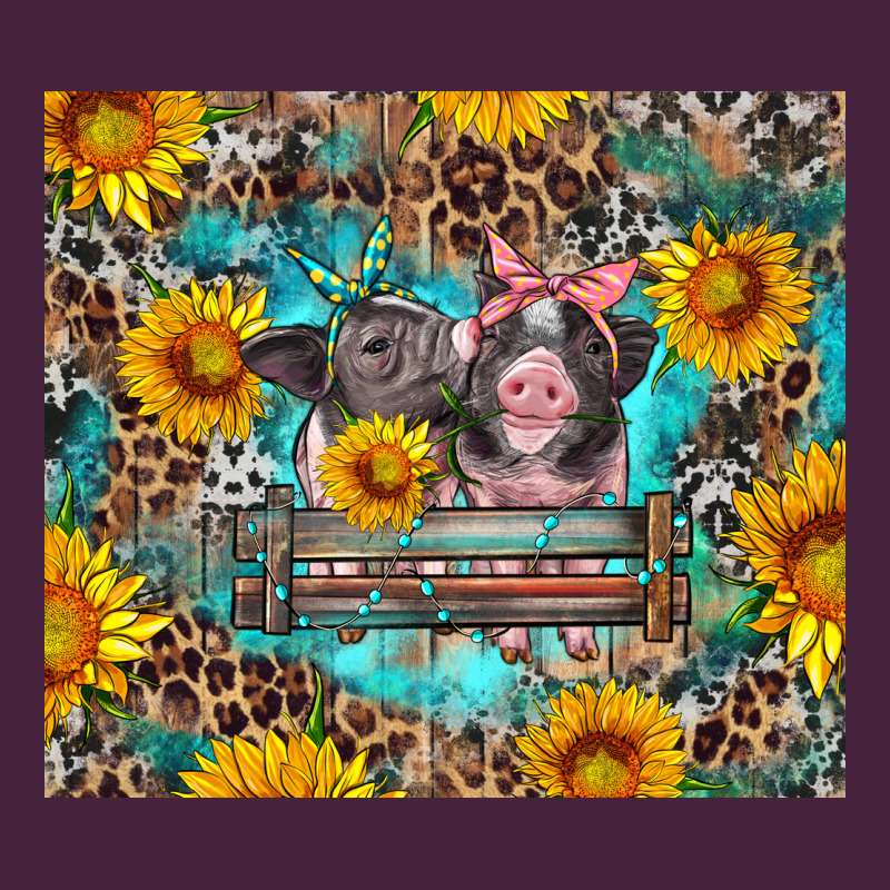 Baby Pigs With Leopard Cowhide And Sunflowers Premium Tee by Artiststas | Teevron