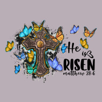 He Is Risen Matthew 28 6 Cross With Butterflies Cowhide Background Vintage Tee | Teevron