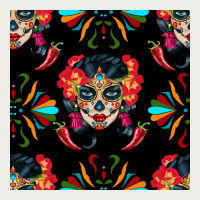 Sugar Skull Seamless Pattern Zipper Hoodie | Teevron