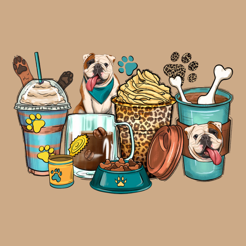 English Bulldog Coffee Cups Vintage Hoodie by Zillion Design Studio | Teevron