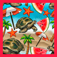 Tortoise Watermelon Beach Seamless Pattern Zipper Hoodie | Teevron