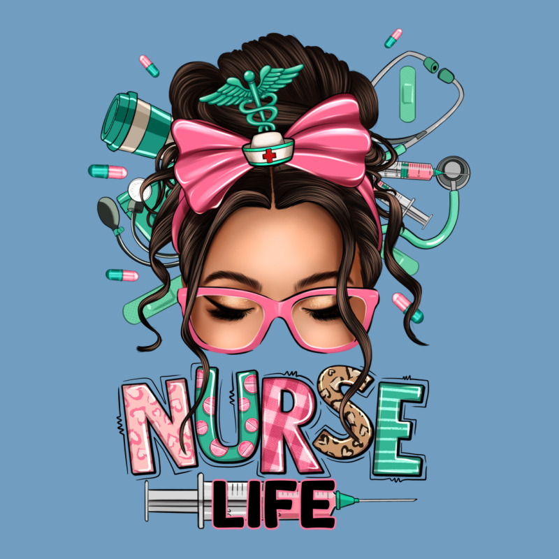 Afro Messy Bun Nurse Life Urban Heavy Tee by texasbilliewilder | Teevron