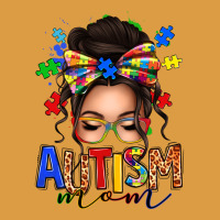 Autism Mom Afro Messy Bun Urban Heavy Tee | Teevron