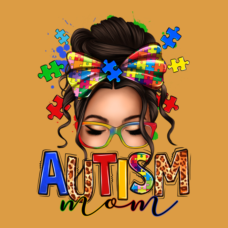 Autism Mom Afro Messy Bun Urban Heavy Tee by texasbilliewilder | Teevron