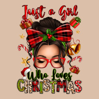 Just A Girl Who Loves Christmas Afro Messy Bun Urban Heavy Tee | Teevron