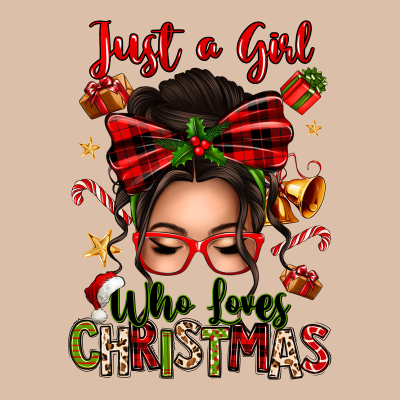 Just A Girl Who Loves Christmas Afro Messy Bun Urban Heavy Tee by texasbilliewilder | Teevron