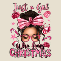 Just A Girl Who Loves Pink Christmas Messy Bun Urban Heavy Tee | Teevron