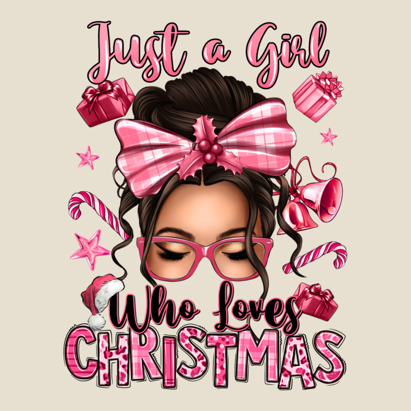 Just A Girl Who Loves Pink Christmas Messy Bun Urban Heavy Tee by texasbilliewilder | Teevron