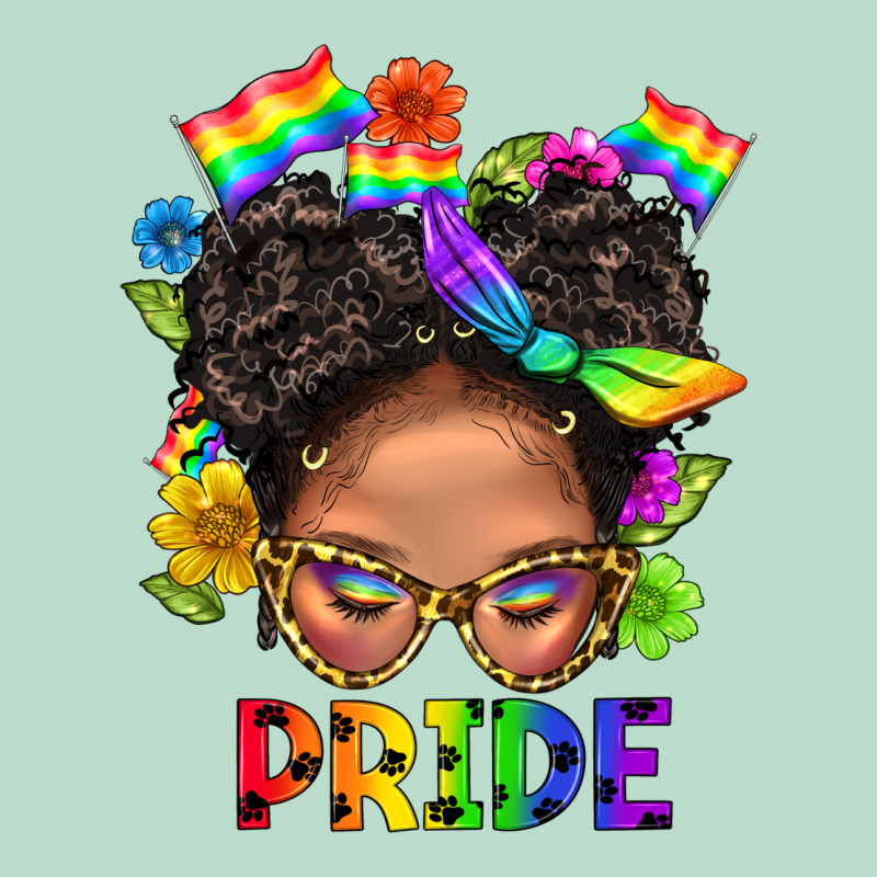 Lgbtq+ Messy Bun Mom Pride With Flower Premium Hoodie by BundleAndBundleShop | Teevron